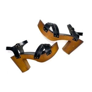 Vintage Looking Wooden Block Heels 10